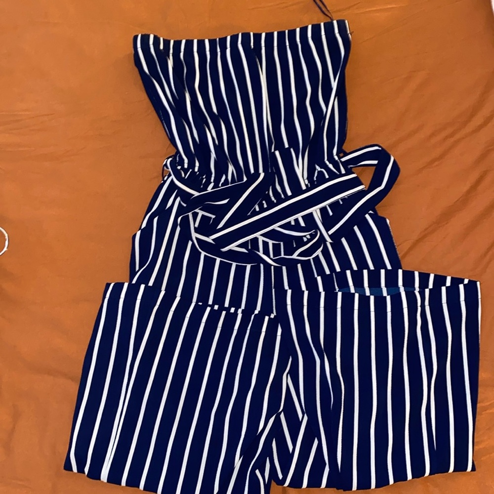 Strapless, Striped Jumpsuit